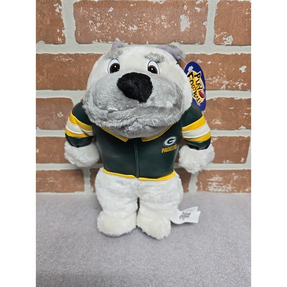 Vintage Green Bay Packers Football Bulldog Mascot Plush Stuffed Animal NFL‎ 1998
